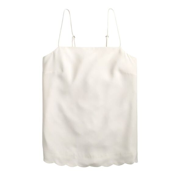 NWT J. Crew Tank Top Women's 10 Ivory Scalloped Hem Cami Chiffon - Picture 1 of 5